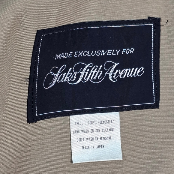 Vintage Saks Fifth Avenue Trench Coat Mens 42R Lightweight Tan Japan - Picture 4 of 9